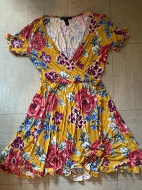Forever 21 Yellow Floral Mini Dress
